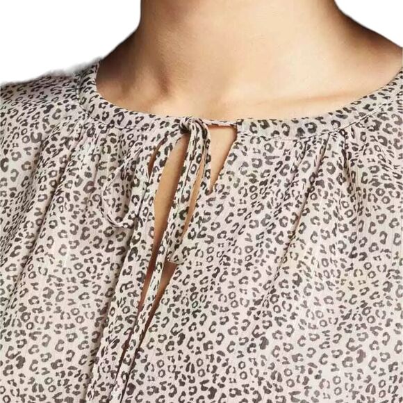 WAYF Laura Mini Dress Size Medium Animal Print Cheetah Stripe Long Sleeve EUC - Picture 15 of 15